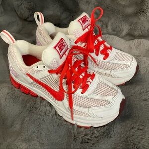 Nike Kids White and Red Athletic Mesh Sneakers